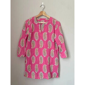 Mahogany Women's Size: Medium Floral Paisley Printed Cotton Tunic in Pink Beach